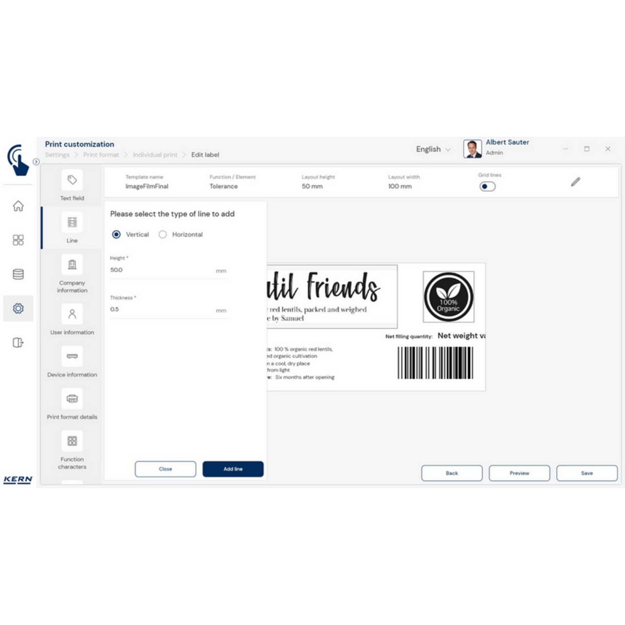 KERN EasyTouch SET-14 Individual Print