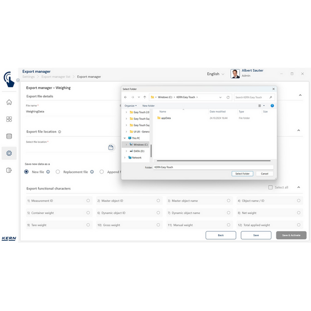 KERN EasyTouch SET-37 Export Manager