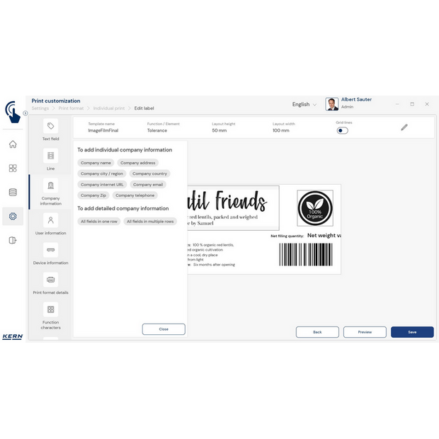 KERN EasyTouch SET-14 Individual Print