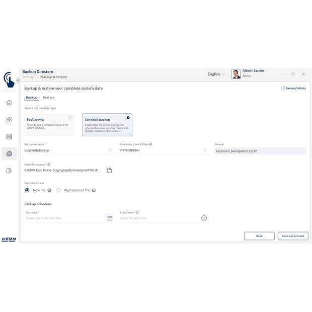 KERN EasyTouch SET-46 Backup Scheduler