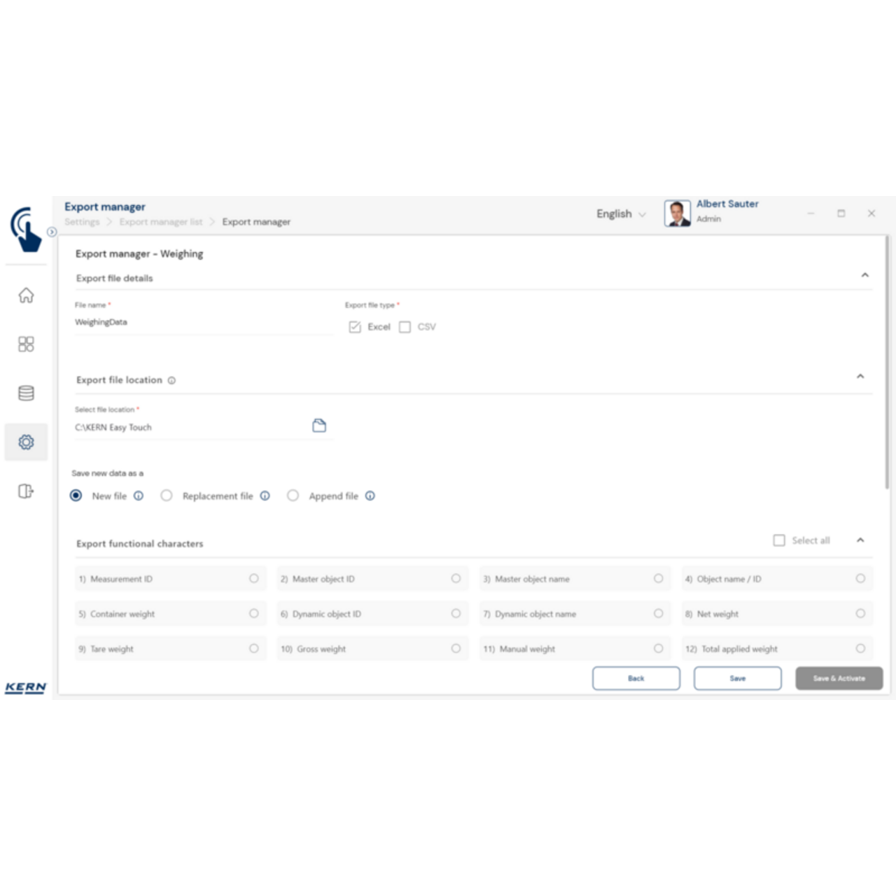 KERN EasyTouch SET-37 Export Manager