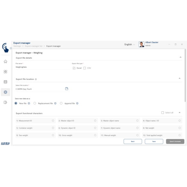 KERN EasyTouch SET-37 Export Manager