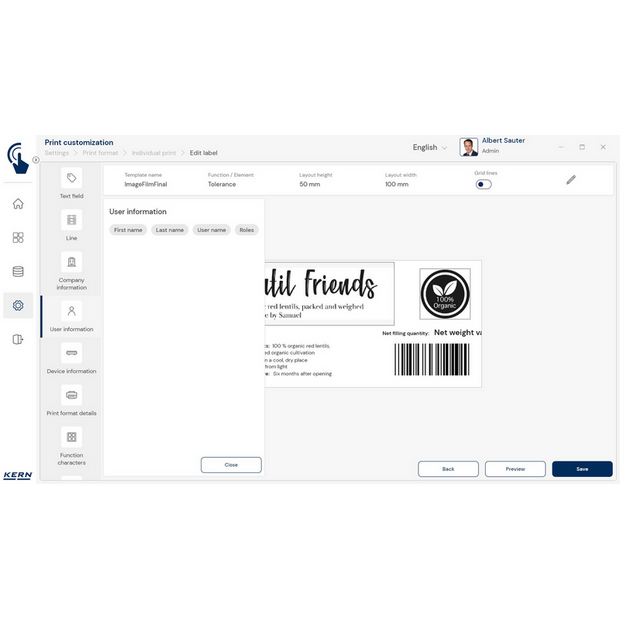 KERN EasyTouch SET-14 Individual Print