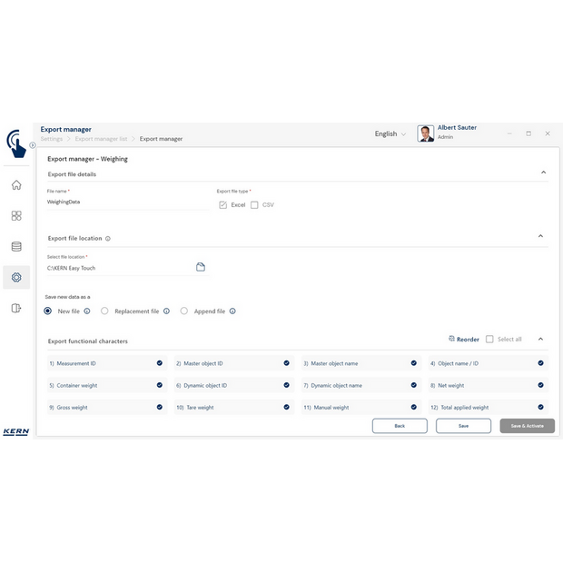 KERN EasyTouch SET-37 Export Manager