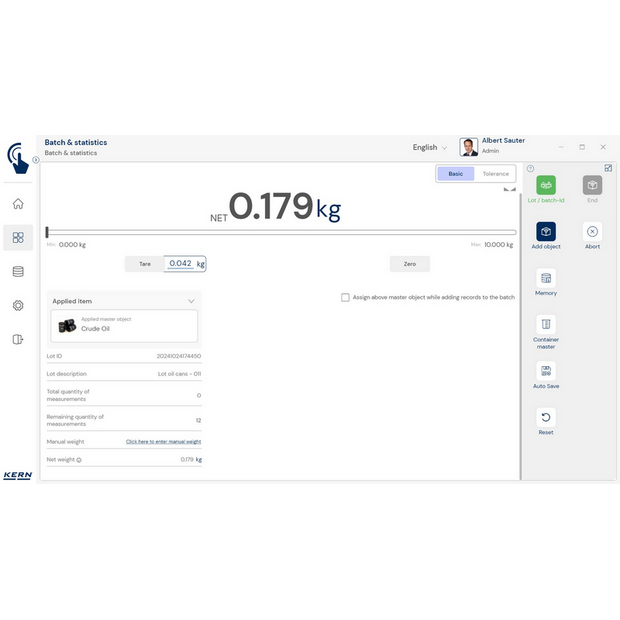 KERN EasyTouch SET-16 Batch and Statistics