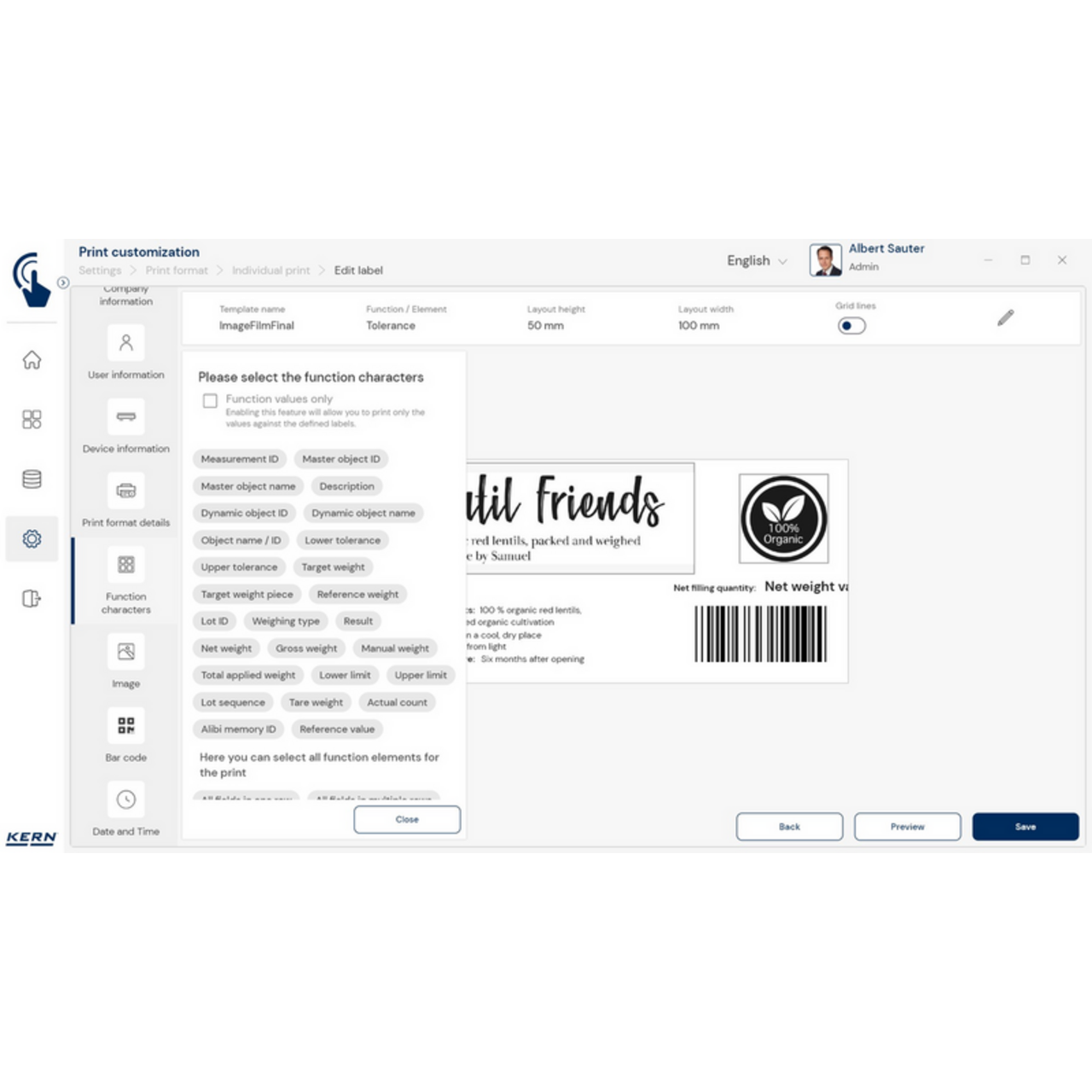 KERN EasyTouch SET-14 Individual Print