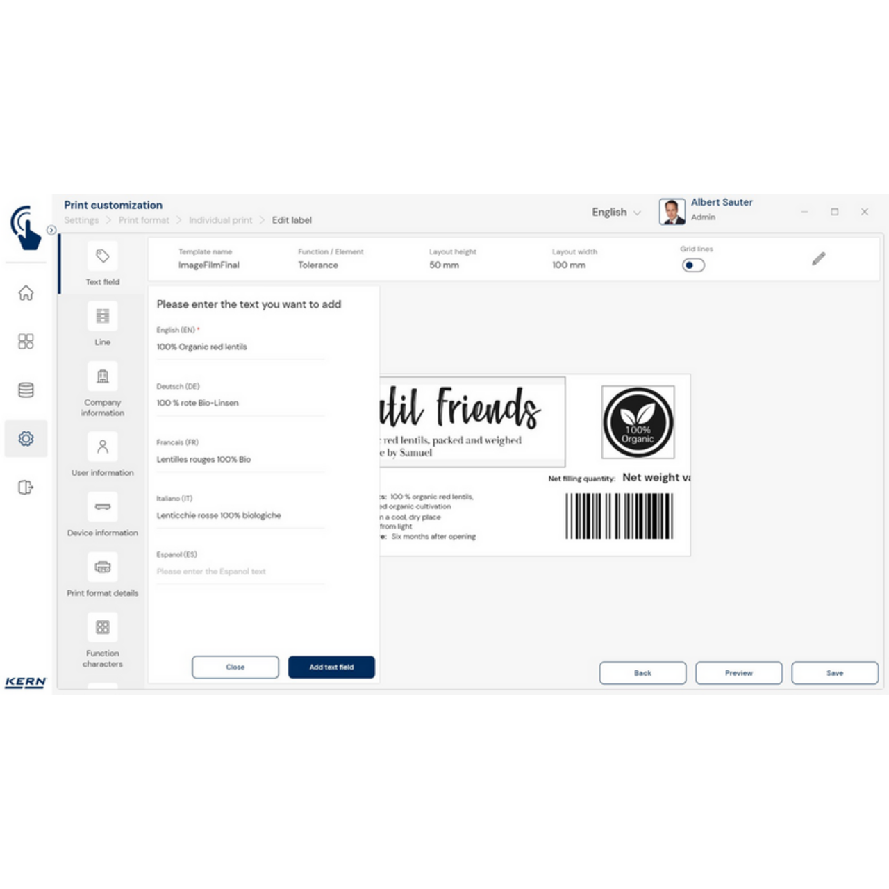 KERN EasyTouch SET-14 Individual Print