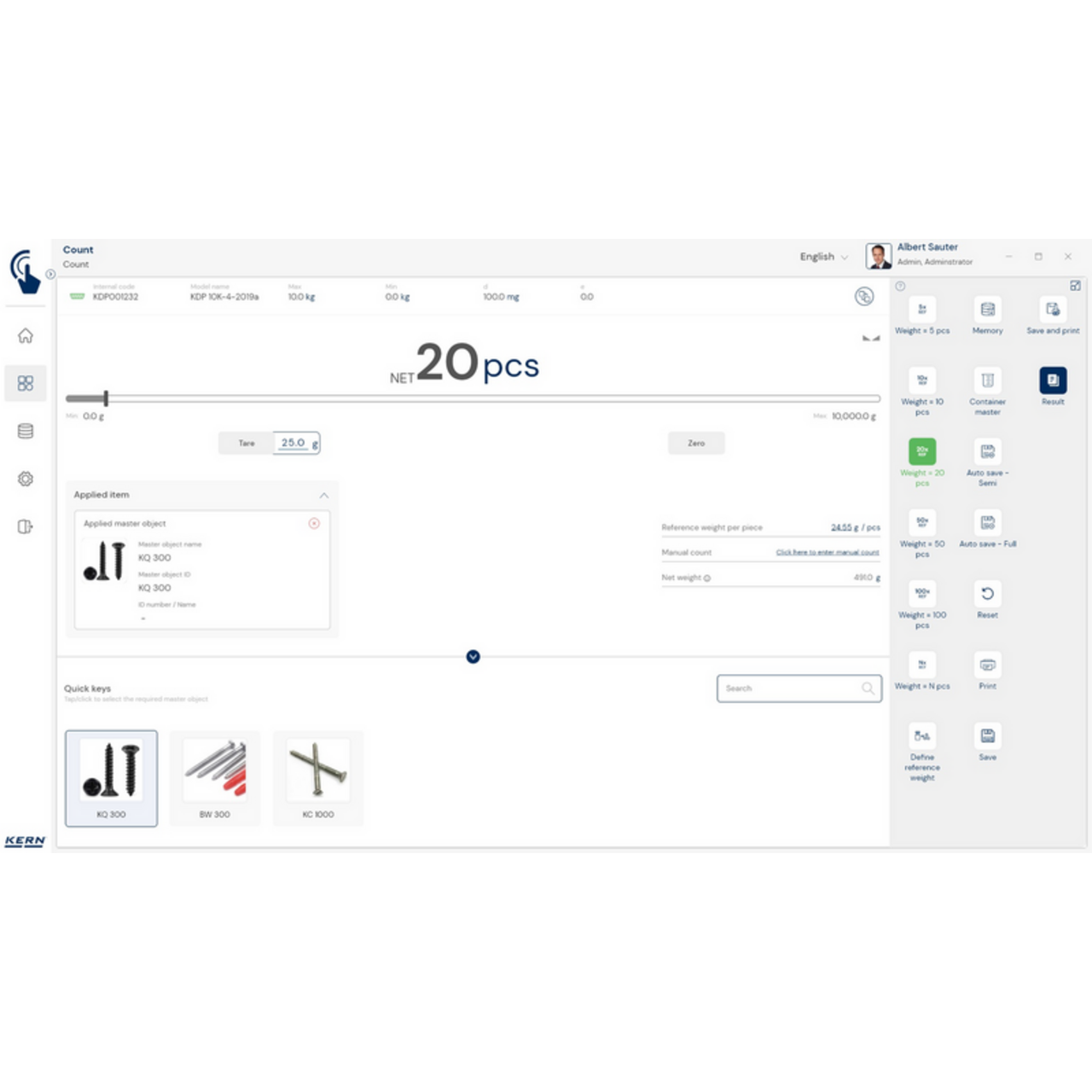 KERN EasyTouch SET-311 Quick Key